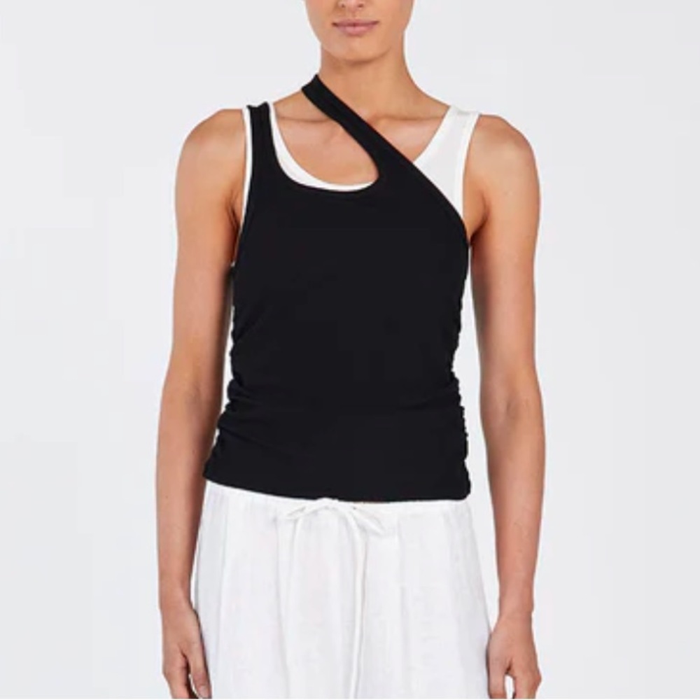 NWT DISSH RENEE BLACK DOUBLE LAYER ASYMMETRICAL TANK